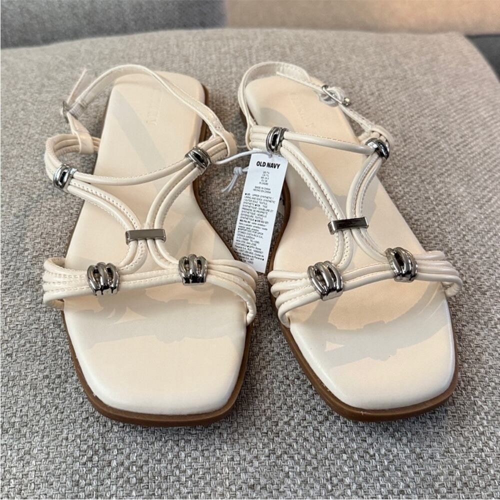 Old Navy Bone Faux-Leather Strappy Hardware Sandals - Picture 9 of 12